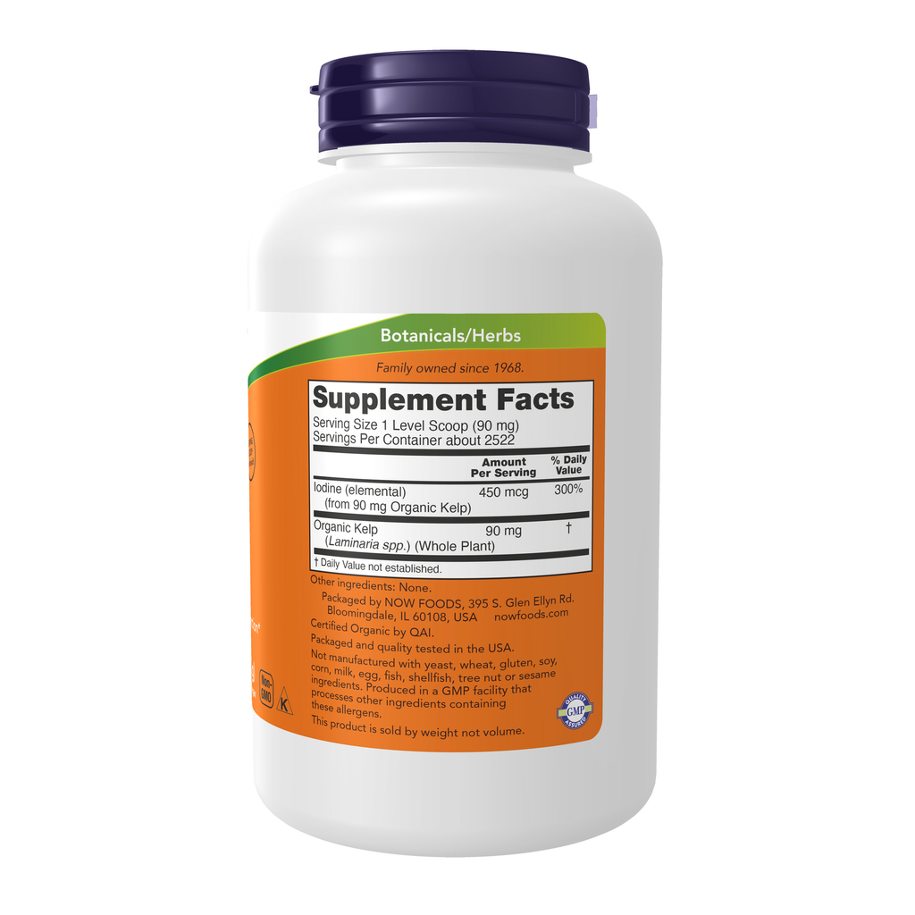 NOW Foods Kelp Powder, Organic - 8 oz. – Right label / Etykieta producenta