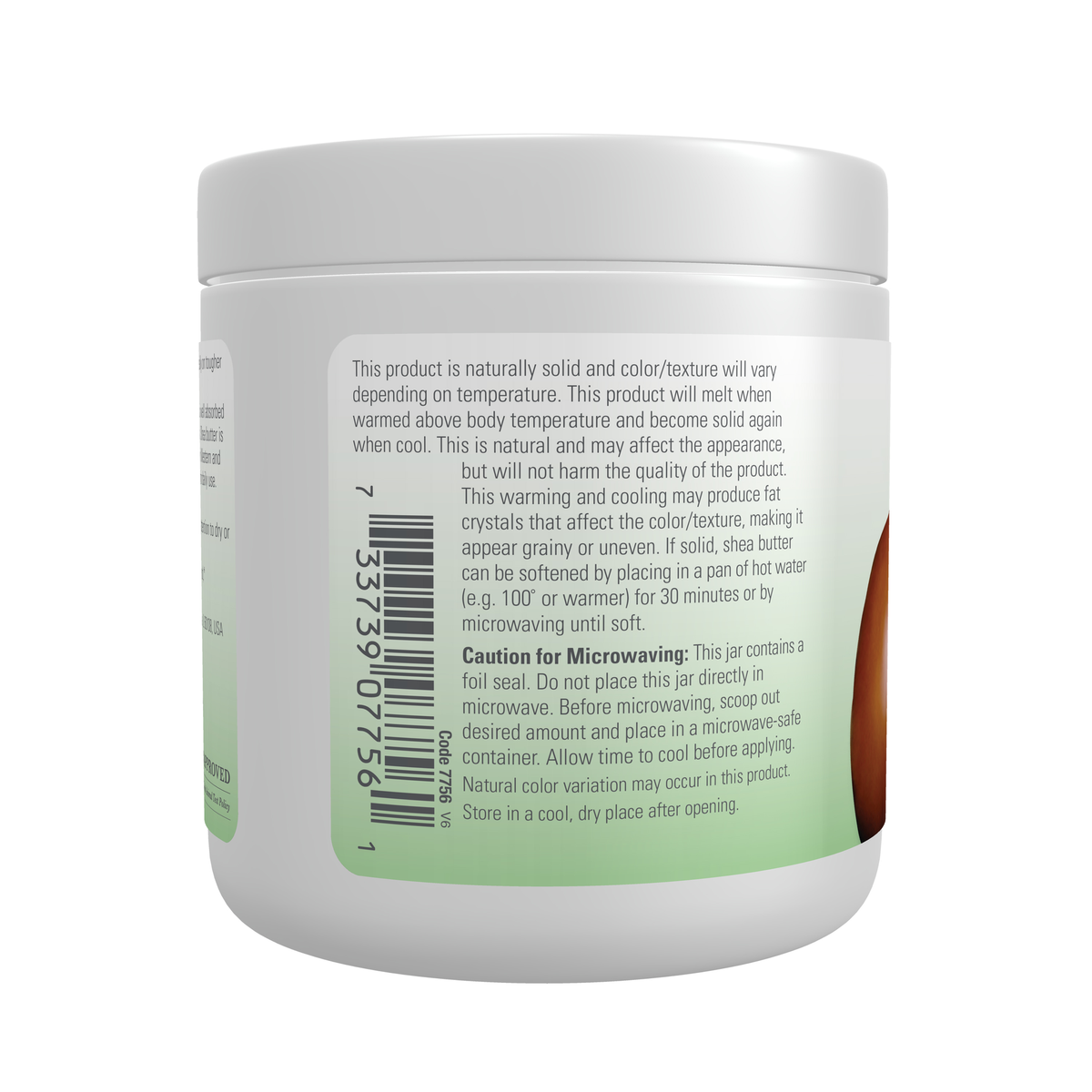 NOW Foods Shea Butter, Organic & Pure - 7 oz. – Left label / Etykieta producenta