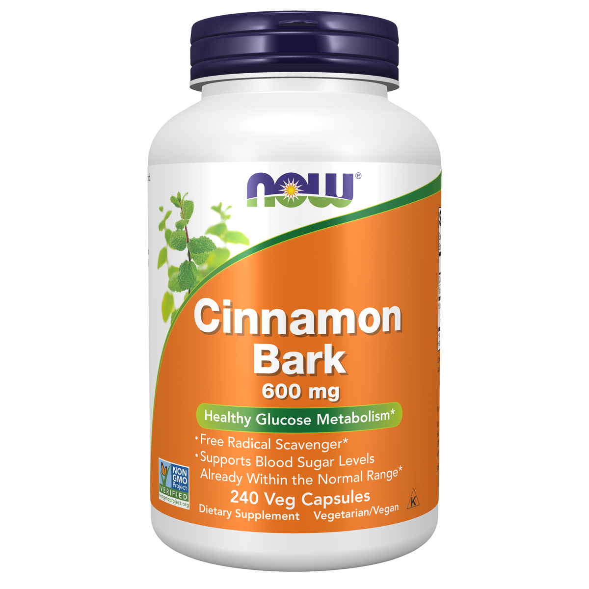 NOW Foods Cinnamon Bark 600 mg - 240 Veg Capsules / cynamon Bark 600 mg - 240 kapsułek roślinnych
