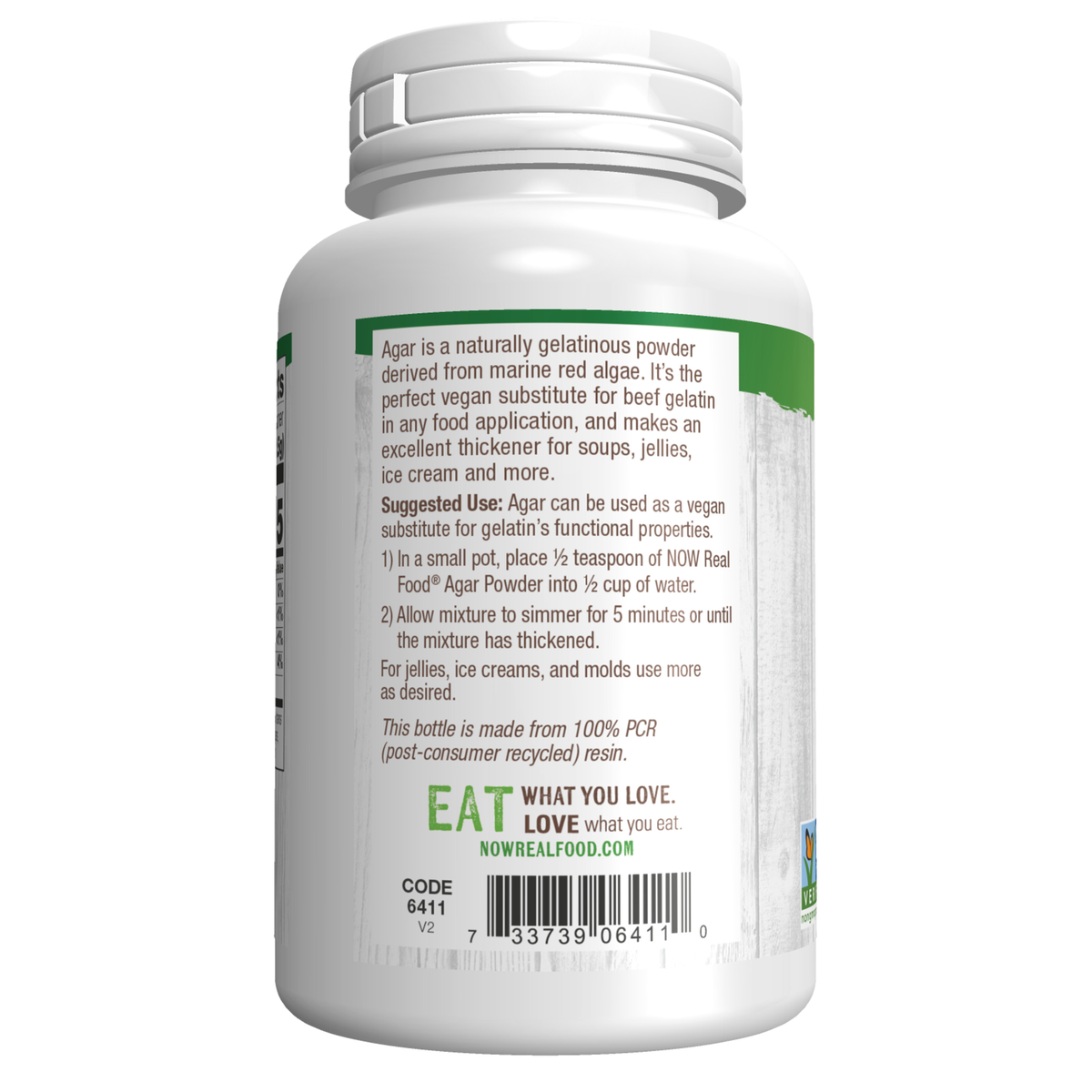 NOW Foods Agar Powder - 5 oz. – Left label / Etykieta producenta