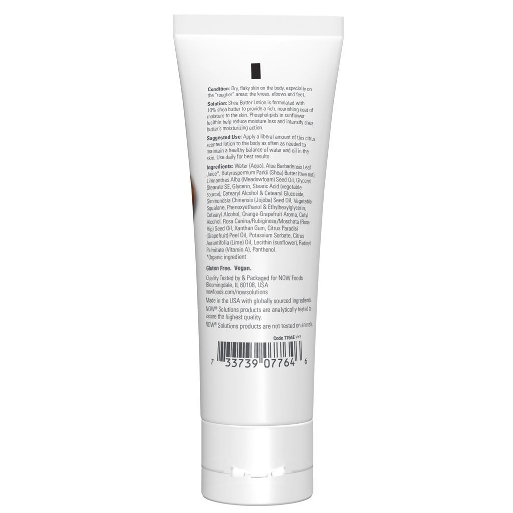 NOW Foods Shea Butter Lotion - 4 fl. oz. – Label details / Etykieta producenta
