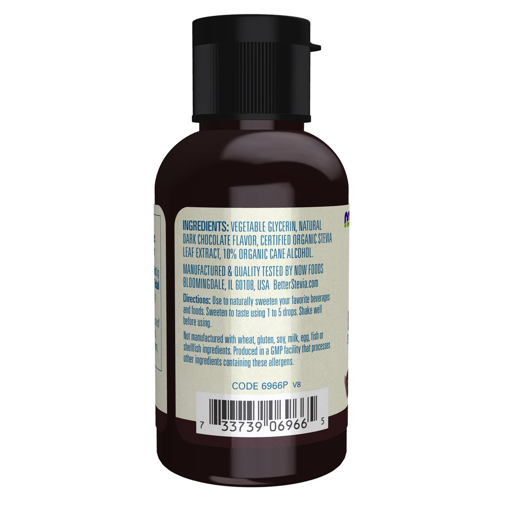 NOW Foods BetterStevia® Dark Chocolate - 2 fl. oz. – Label details / Etykieta producenta