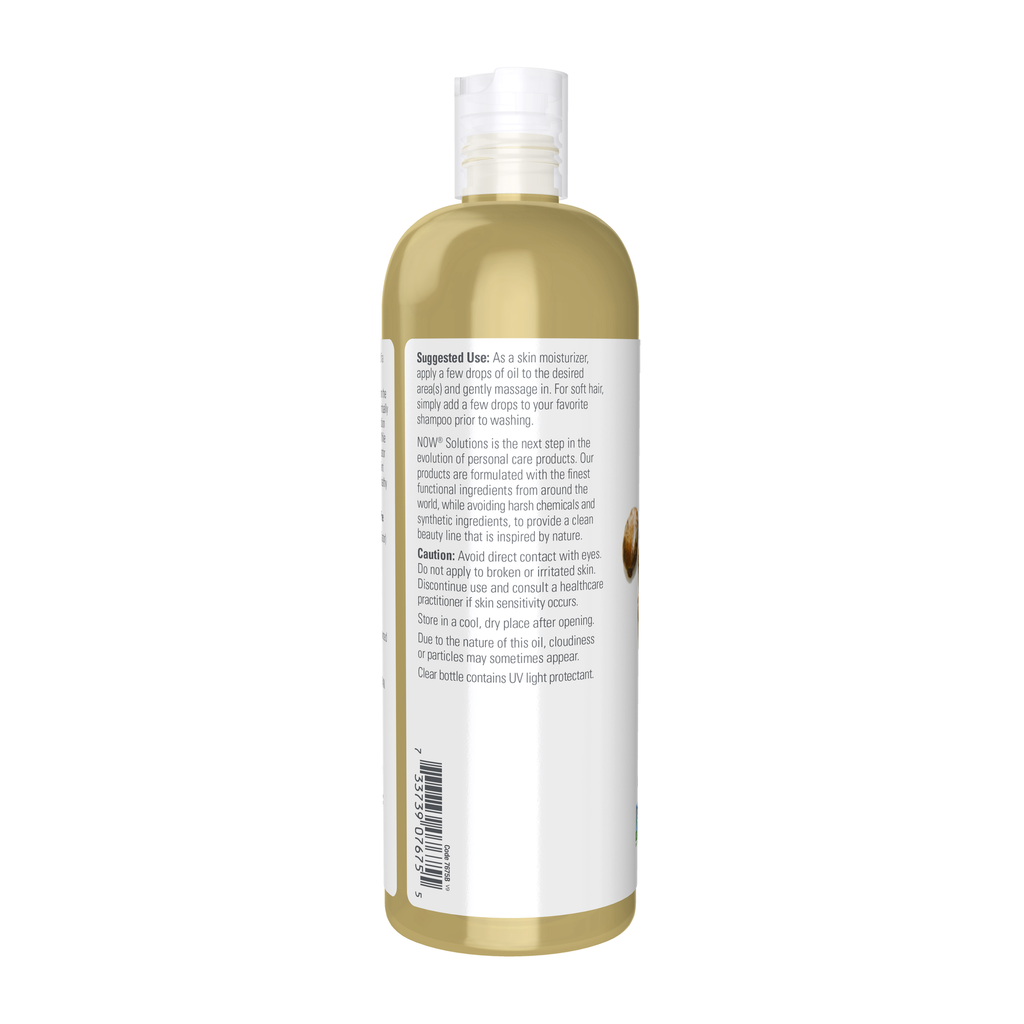 NOW Foods Solutions, Castor Oil, 100% Pure Versatile Skin Care, Multi-Purpose Skin Softener, 16-Ounce – Left label / Etykieta producenta