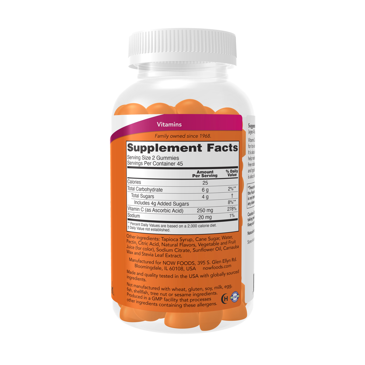 NOW Foods Vitamin C Gummies - 90 Gummies – Right label / Etykieta producenta