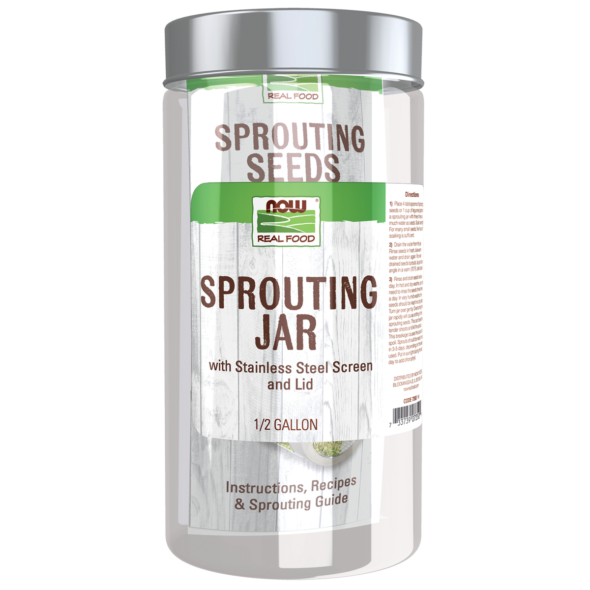 NOW Foods Sprouting Jar - 1/2 Gallon / do kiełkowania Jar - 1/2 Gallon