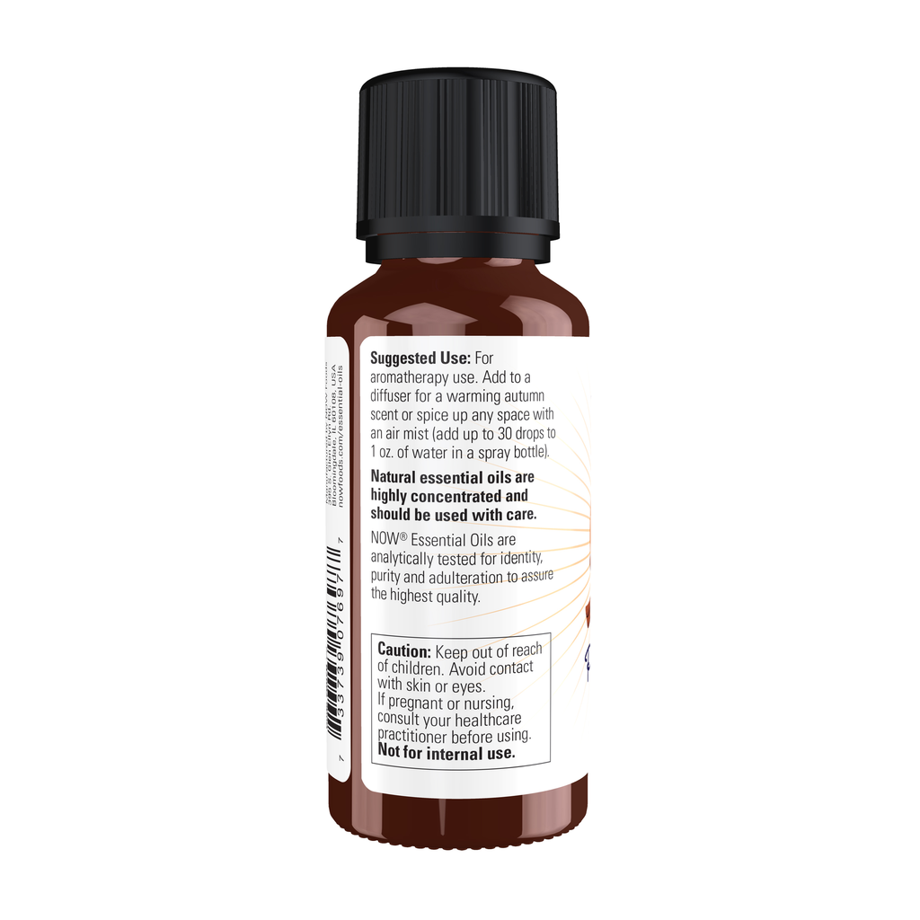 NOW Foods Pumpkin Spice Fall Oil Blend - 1 fl. oz. – Left label / Etykieta producenta