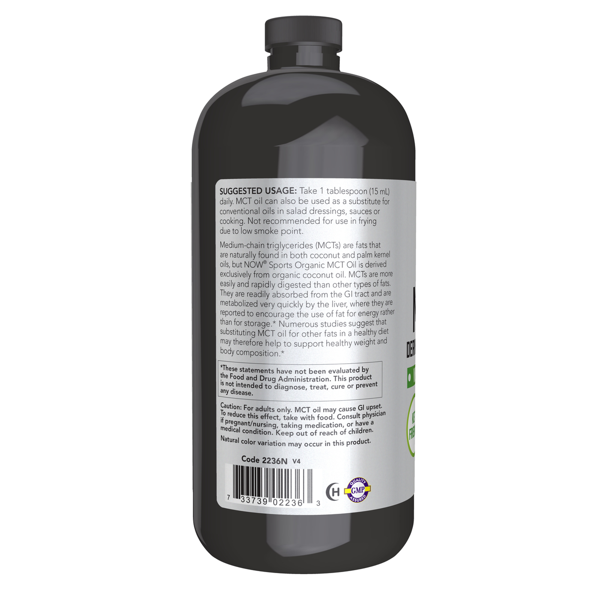 NOW Foods MCT Oil, Organic - 32 fl. oz. – Label details / Etykieta producenta