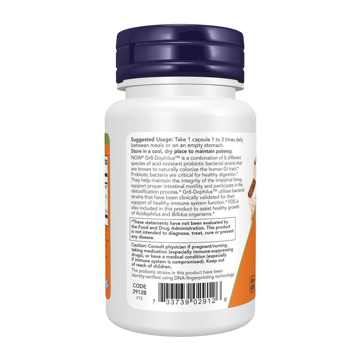 NOW Foods Gr8-Dophilus™ - 60 Veg Capsules – Left label / Etykieta producenta