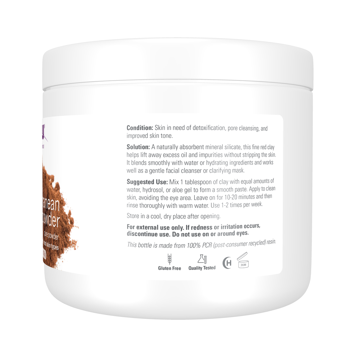 NOW Foods Mediterranean Red Clay Powder - 6 oz. – Right label / Etykieta producenta