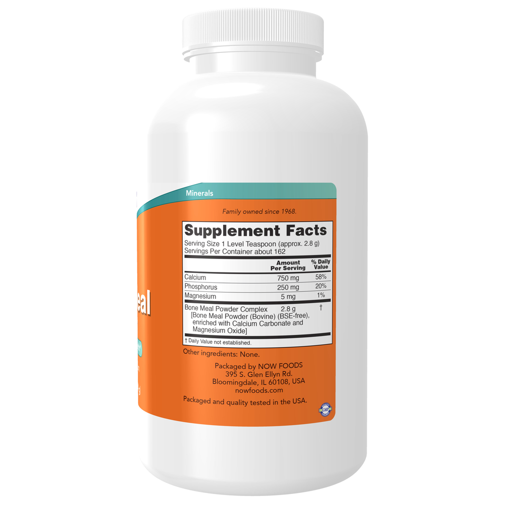 NOW Foods Bone Meal Powder - 1 LB. – Label details / Etykieta producenta