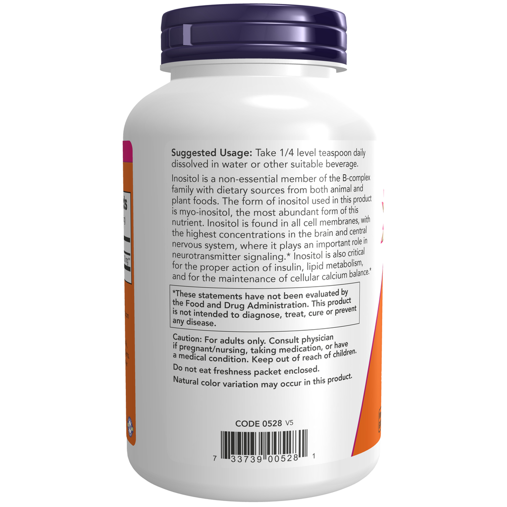 NOW Foods Inositol Powder Vegetarian - 8 oz. – Label details / Etykieta producenta