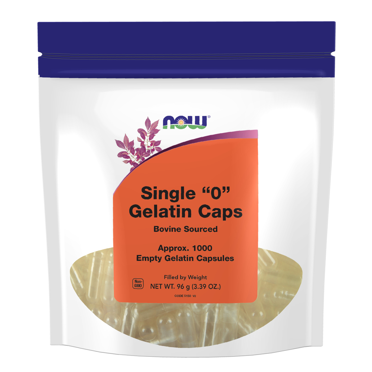NOW Foods Empty Capsules, Gelatin, Single 0" - 1000 gel caps" / puste kapsułki, żelatyna, Single 0" - 1000 kapsułek żelatynowych"