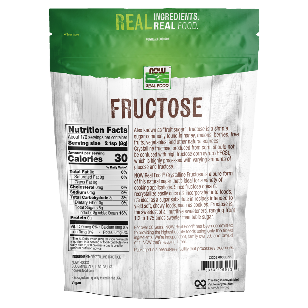 NOW Foods Fructose - 3 lbs. – Label details / Etykieta producenta