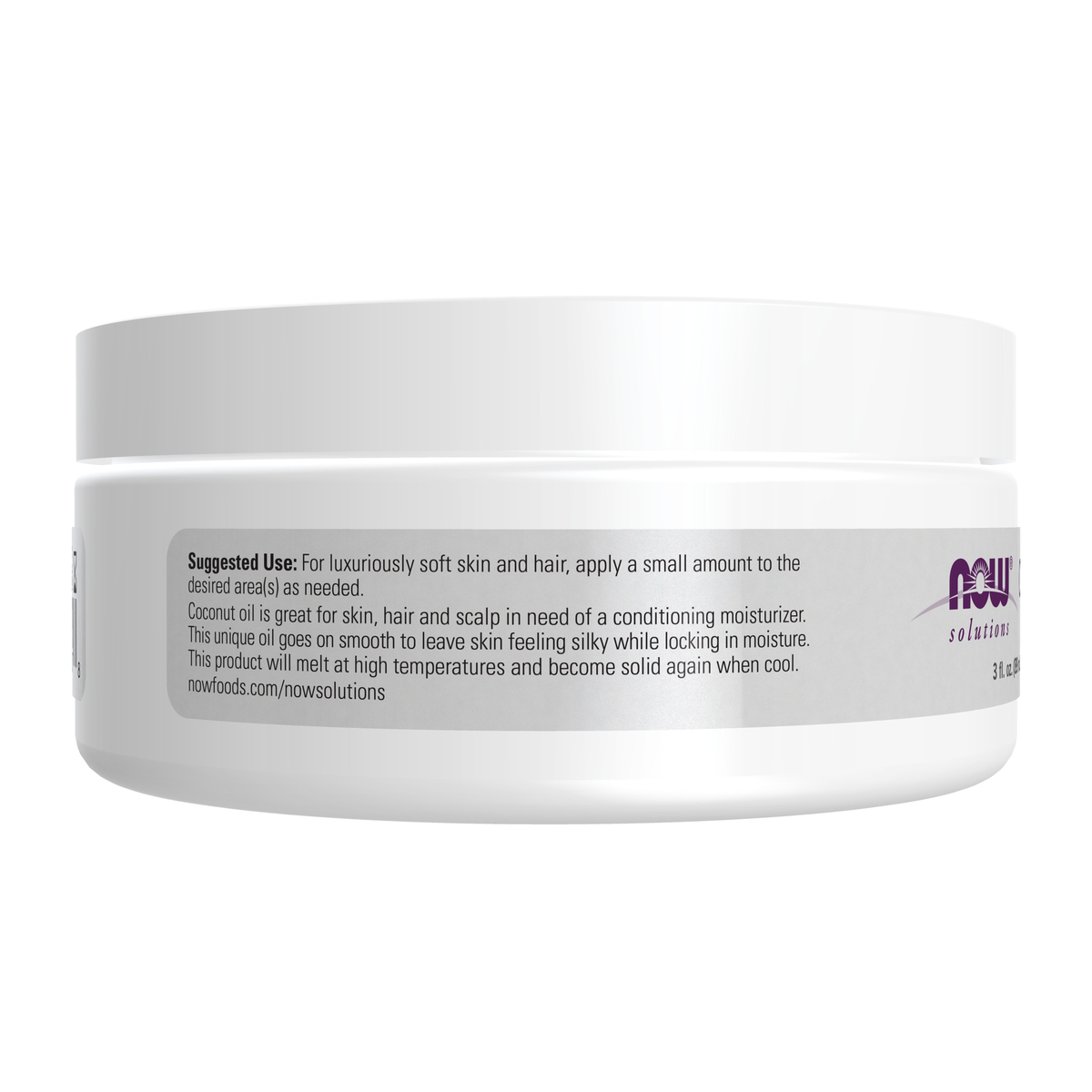 NOW Foods Coconut Oil - 3 fl. oz. – Label details / Etykieta producenta