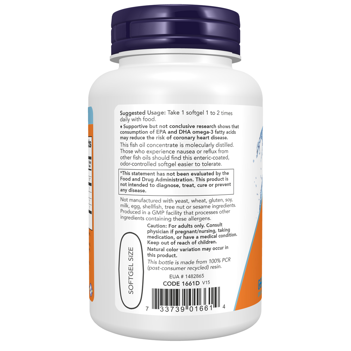 NOW Foods Ultra Omega-3 Fish Oil (Bovine Gelatin) - 90 Softgels – Left label / Etykieta producenta