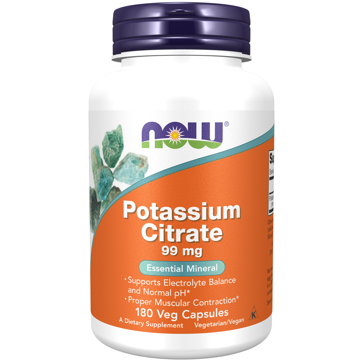 NOW Foods Potassium Citrate 99 mg - 180 Veg Capsules / potas Citrate 99 mg - 180 kapsułek roślinnych