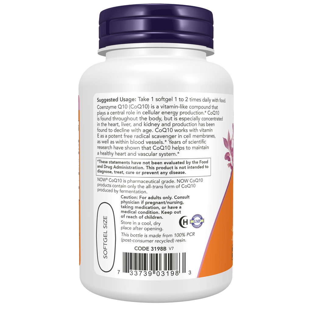 NOW Foods CoQ10 400 mg - 60 Softgels – Left label / Etykieta producenta