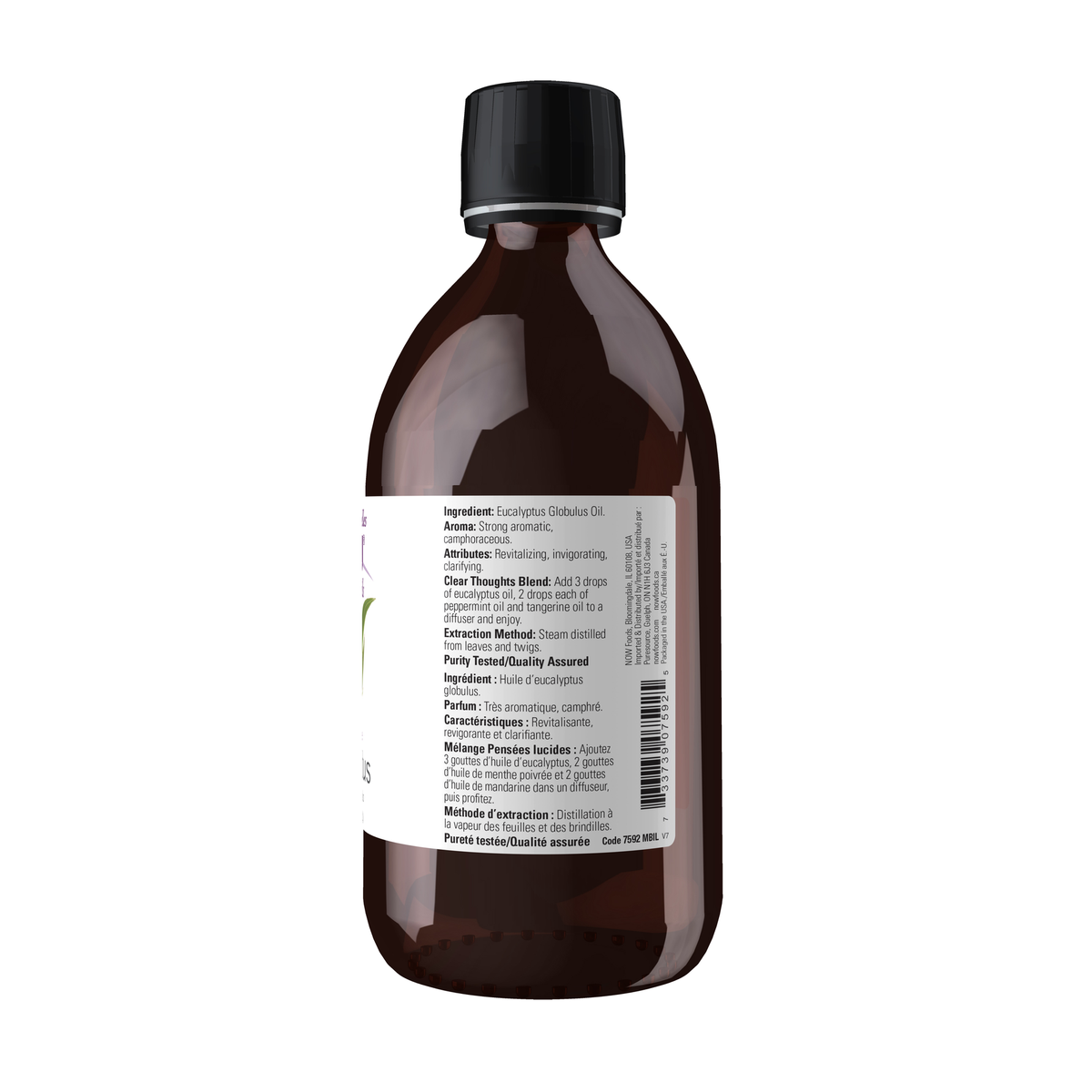 NOW Foods Eucalyptus Globulus Oil - 16 fl. oz. – Right label / Etykieta producenta