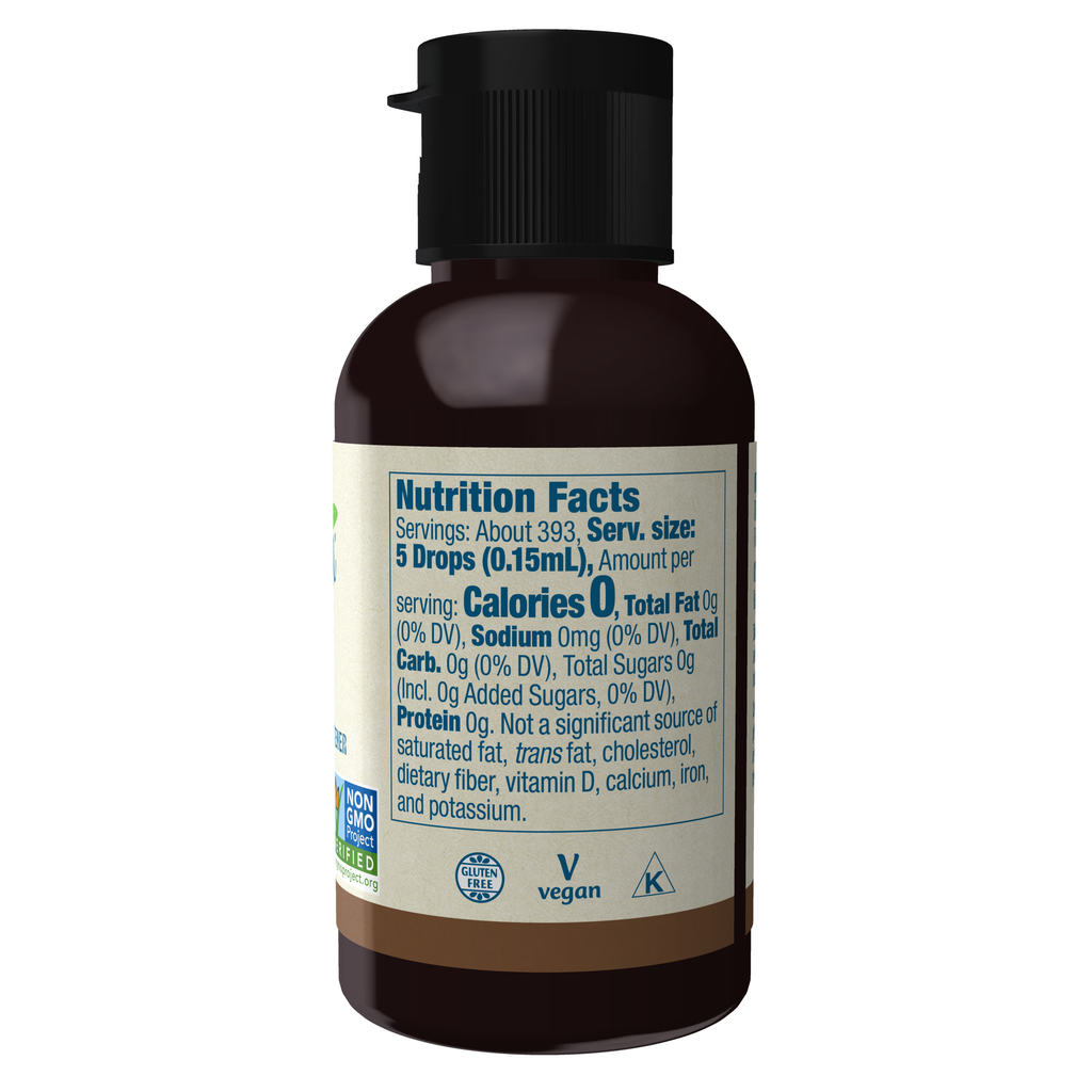 NOW Foods BetterStevia® Liquid, Coconut - 2 fl. oz. – Label details / Etykieta producenta
