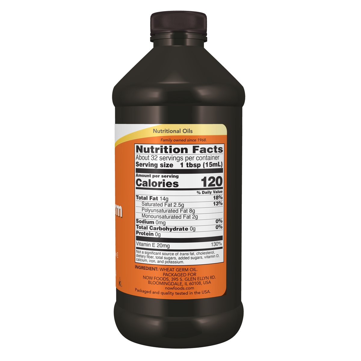 NOW Foods Wheat Germ Oil - 16 fl. oz. – right label / Etykieta producenta