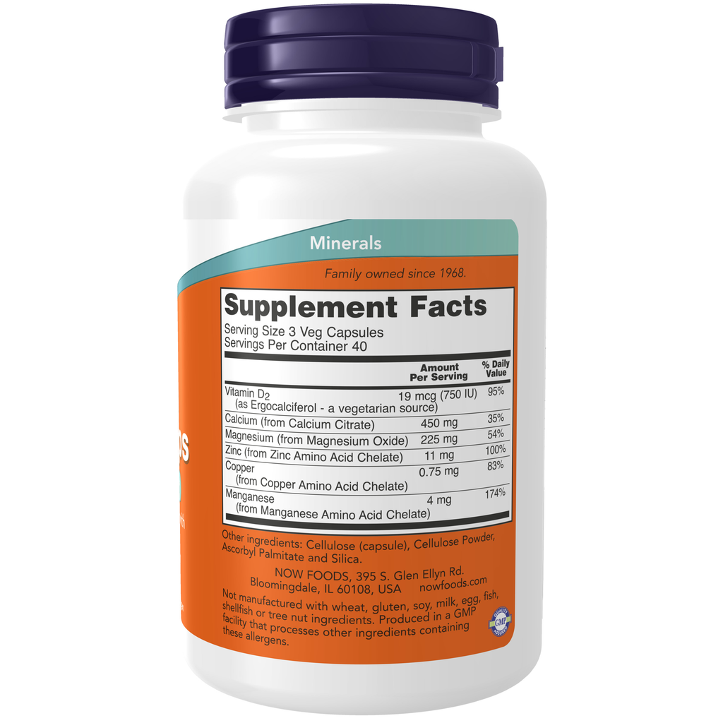 NOW Foods Calcium Citrate - 120 Veg Capsules – Label details / Etykieta producenta