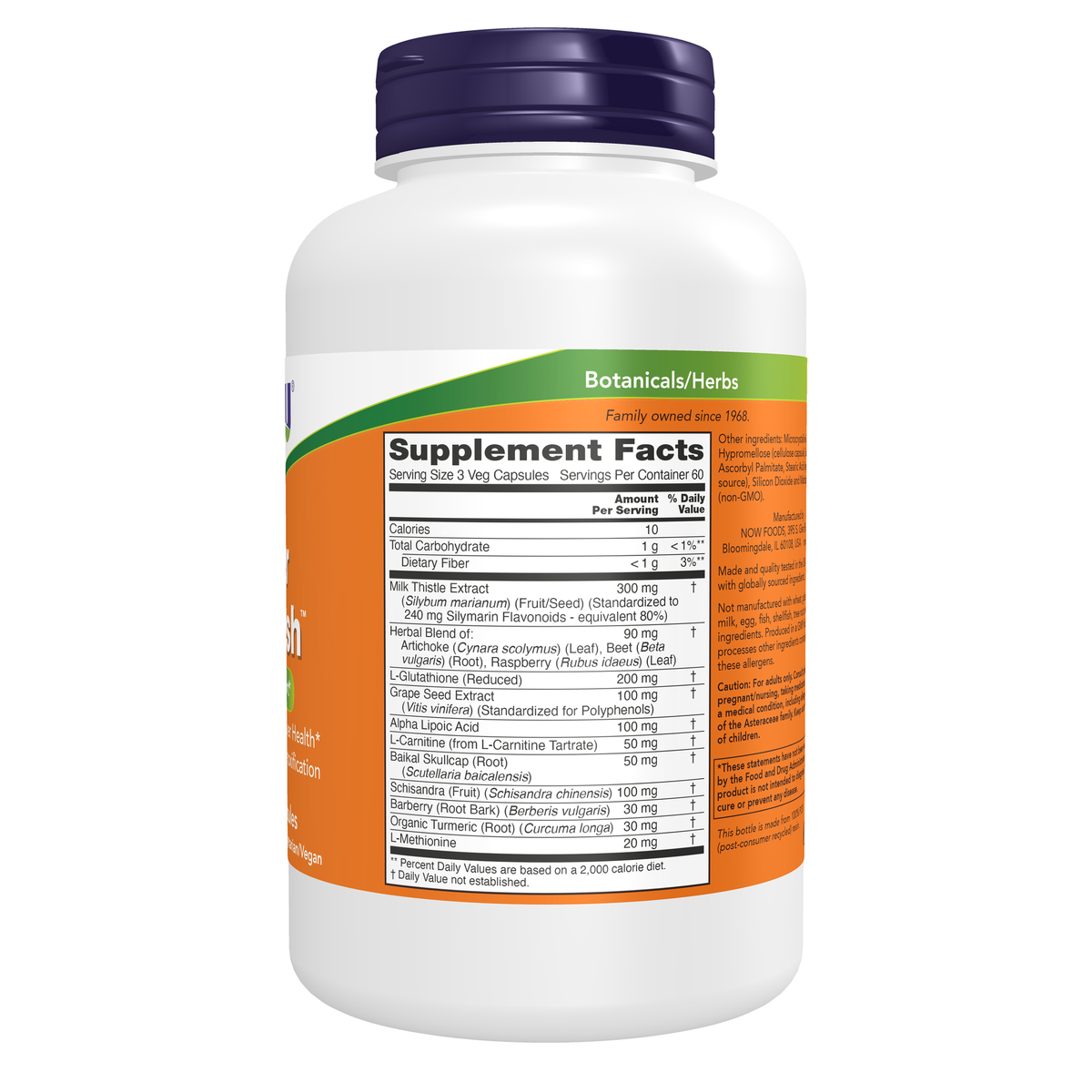 NOW Foods Liver Refresh™ - 180 Veg Capsules – Right label / Etykieta producenta