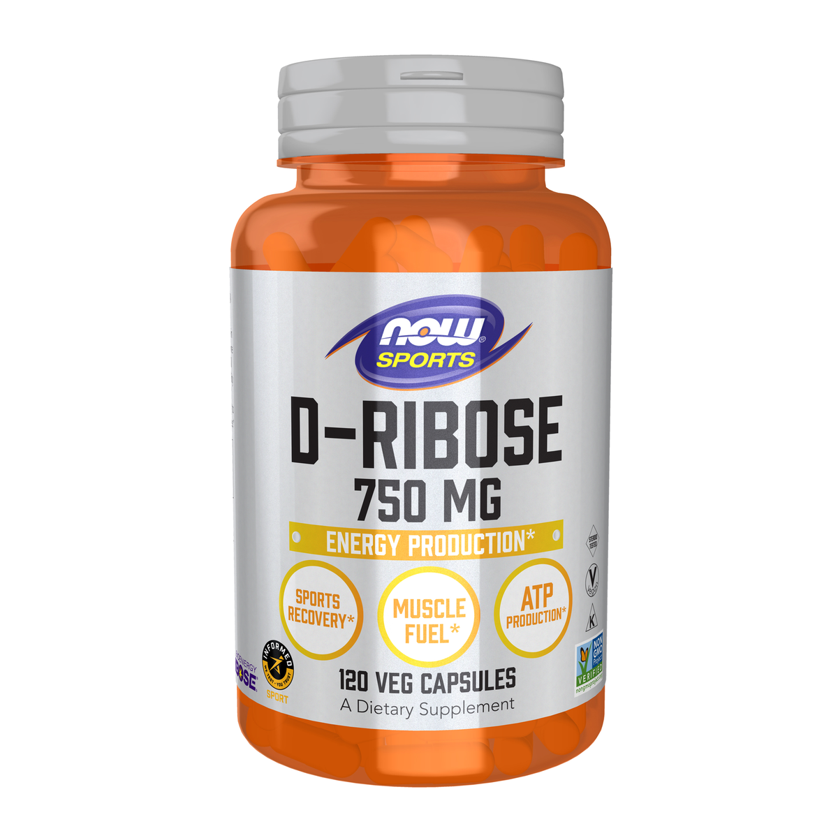 NOW Foods D-Ribose 750 mg - 120 Veg Capsules / D-ryboza 750 mg - 120 kapsułek roślinnych