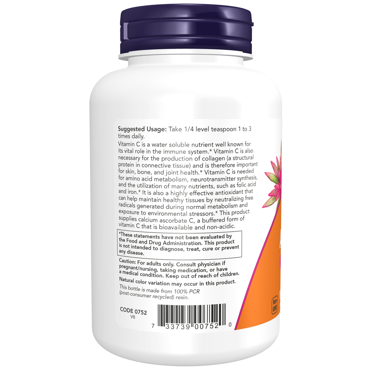 NOW Foods Calcium Ascorbate Powder - 8 oz. – Label details / Etykieta producenta