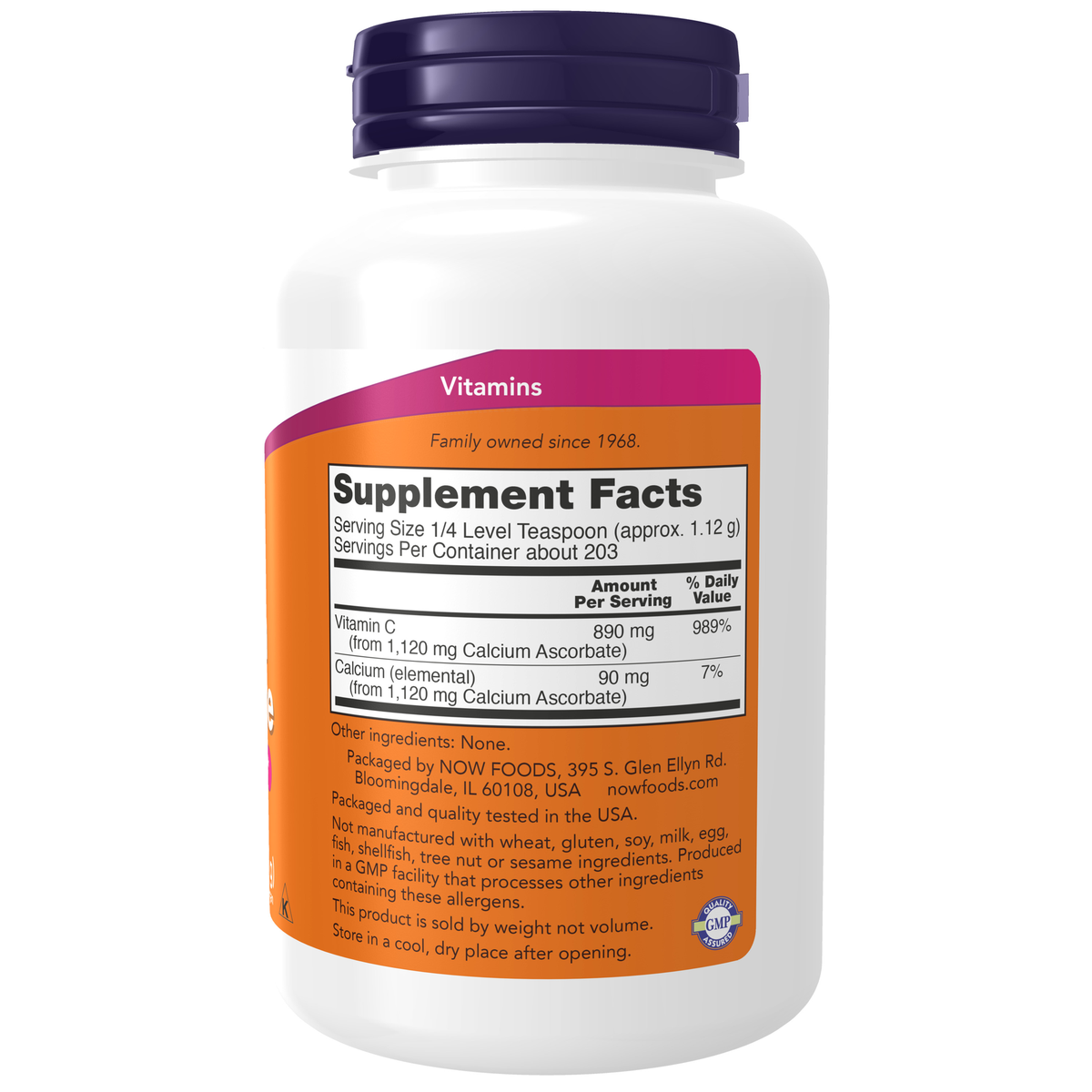 NOW Foods Calcium Ascorbate Powder - 8 oz. – Label details / Etykieta producenta
