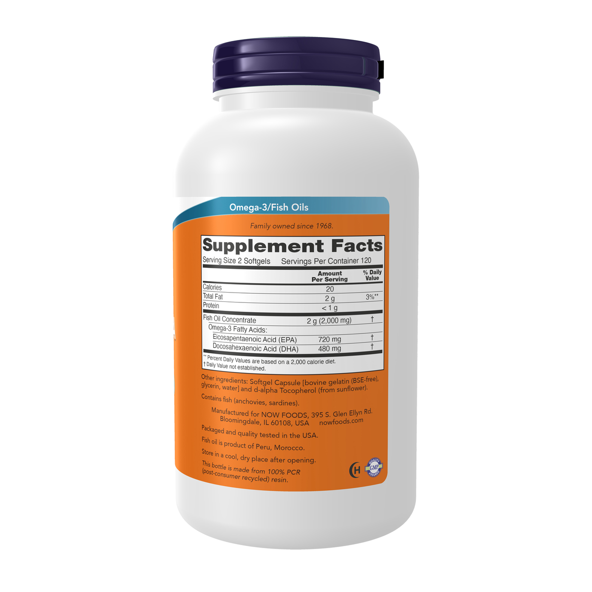 NOW Foods Super Omega EPA Fish Oil, Double Strength - 240 Softgels – Right label / Etykieta producenta