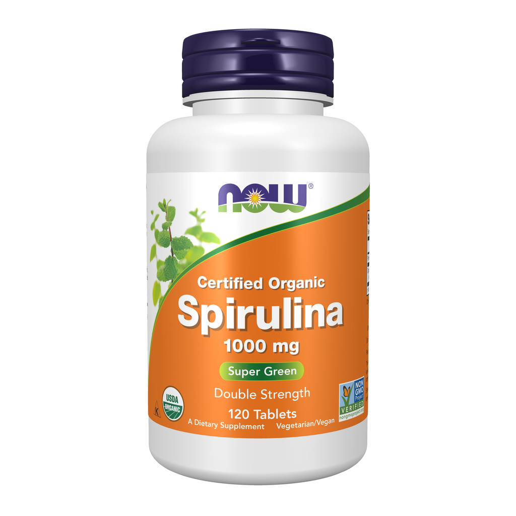 NOW Foods Spirulina Double Strength, 1000 mg Organic - 120 Tablets / Spirulina podwójna moc, 1000 mg produkt ekologiczny - 120 tabletek