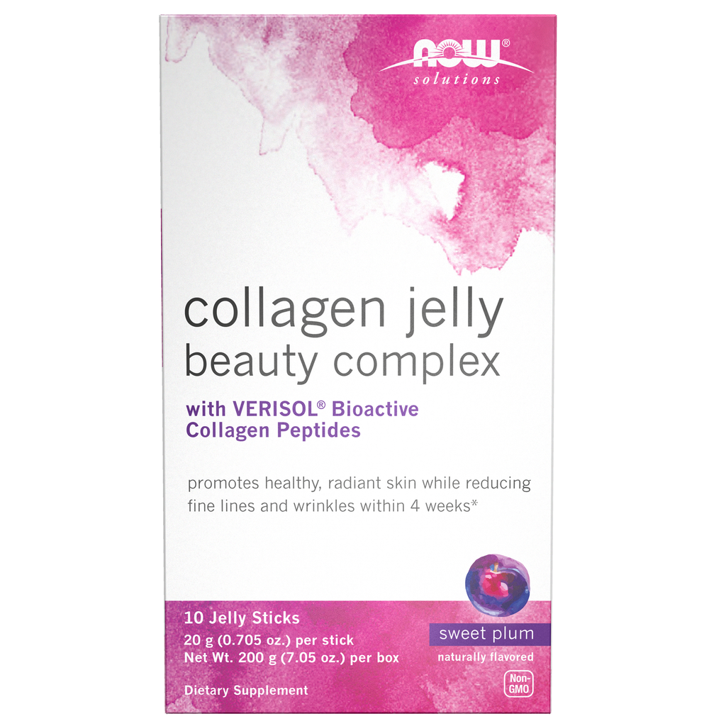 NOW Foods Collagen Jelly Beauty Complex, Sweet Plum - 10 Jelly Sticks / kolagen Jelly pielęgnacja kompleks, słodki Plum - 10 Jelly paluszki