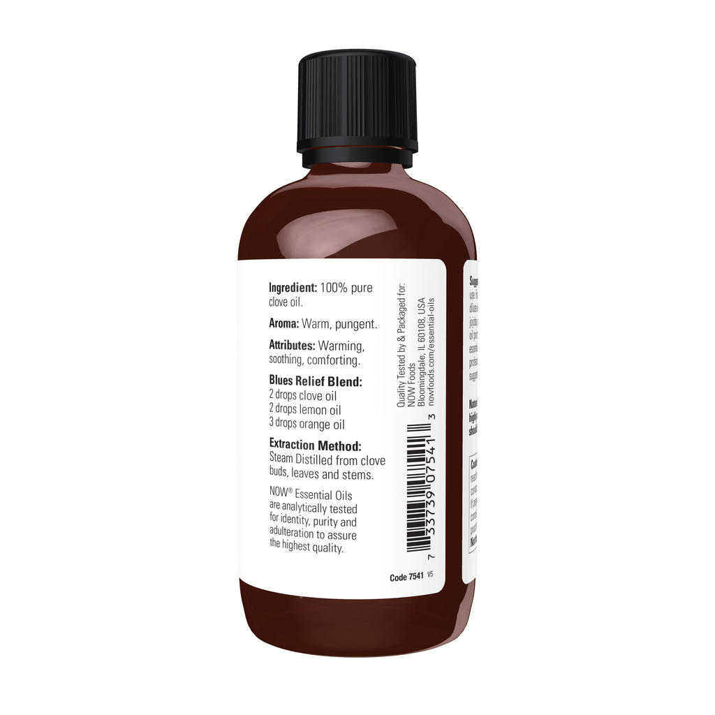 NOW Foods Clove Oil - 4 fl. oz. – Right label / Etykieta producenta
