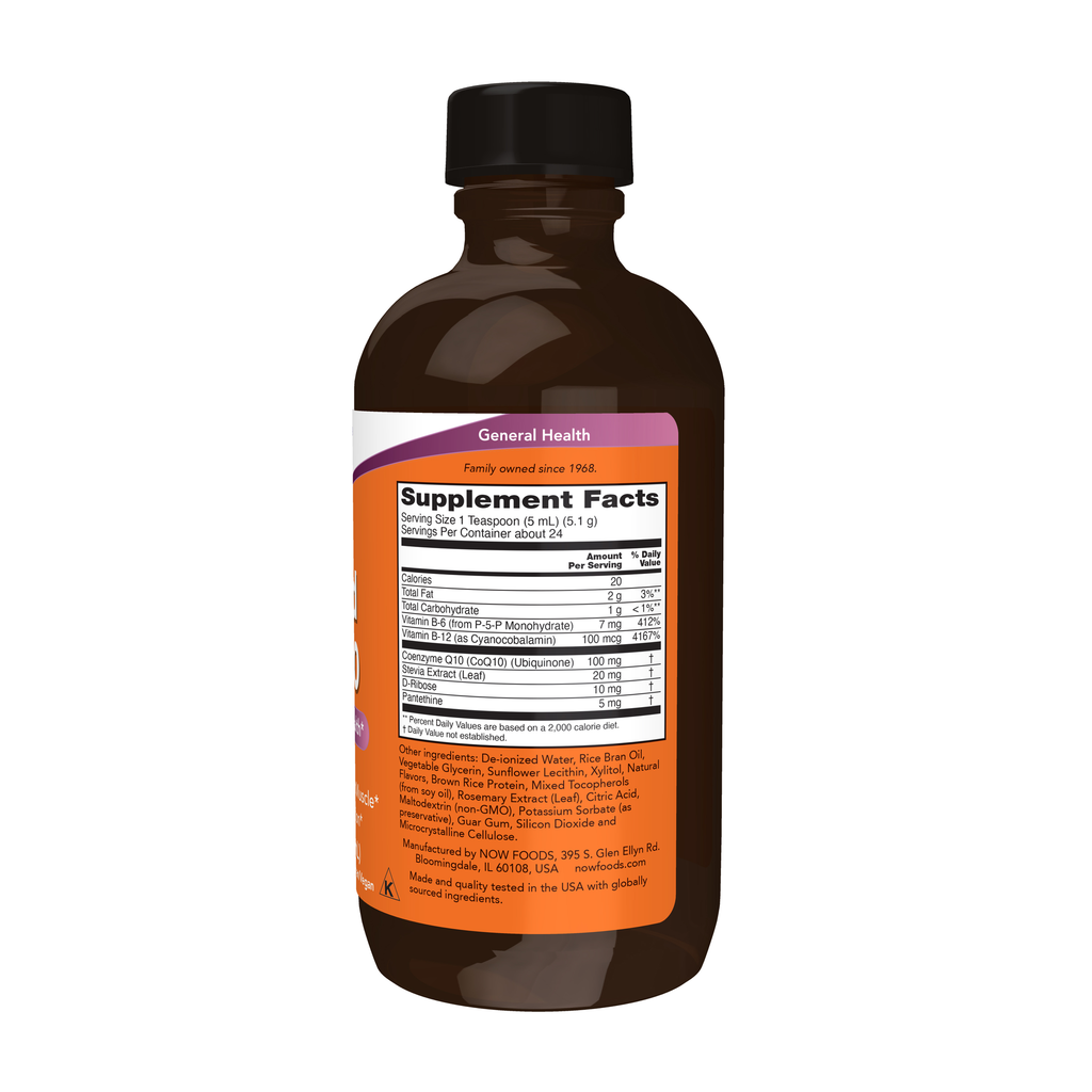 NOW Foods CoQ10 Liquid - 4 fl. oz. – Right label / Etykieta producenta