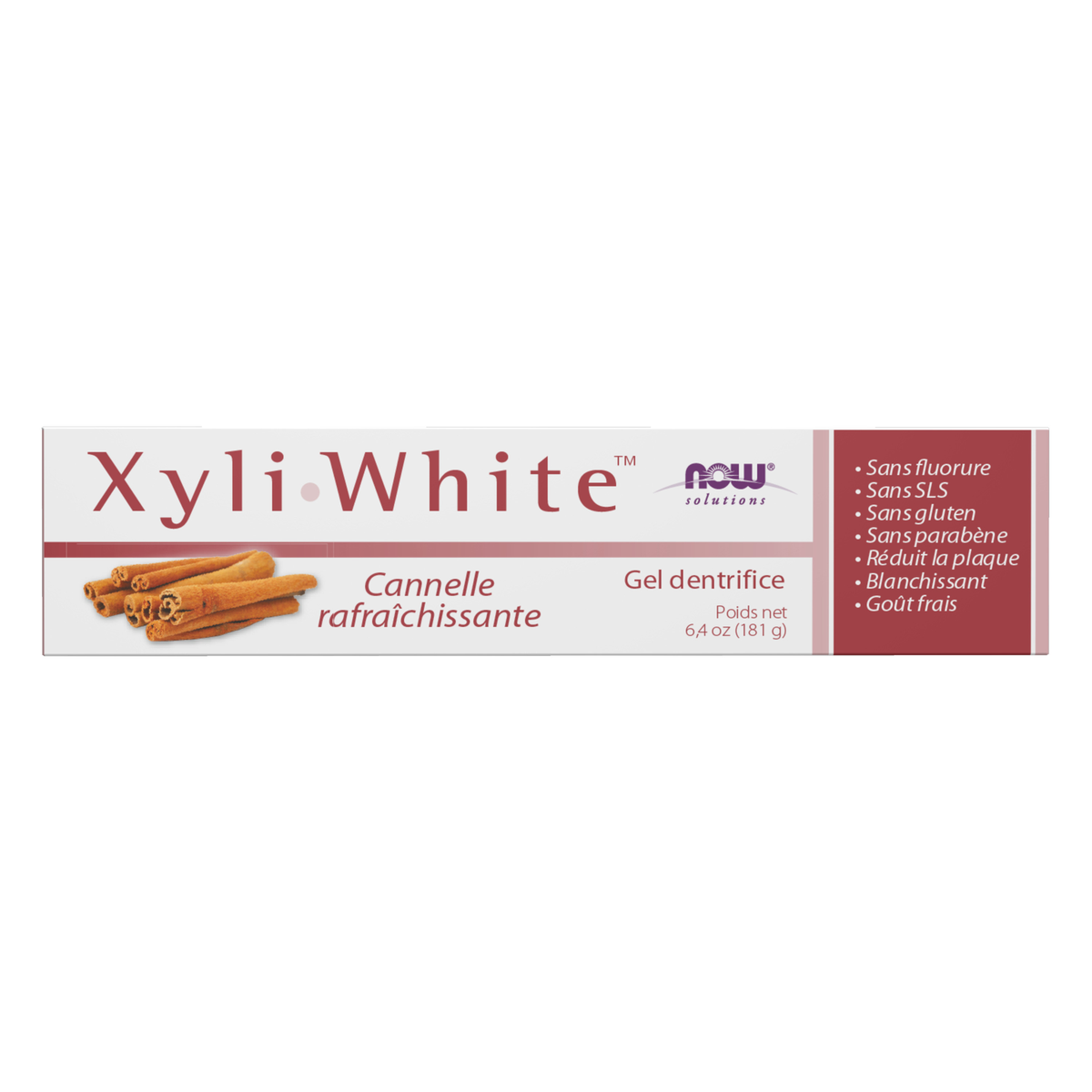 NOW Foods Xyliwhite™ Cinnafresh Toothpaste Gel - 6.4 oz. – Back label / Etykieta producenta