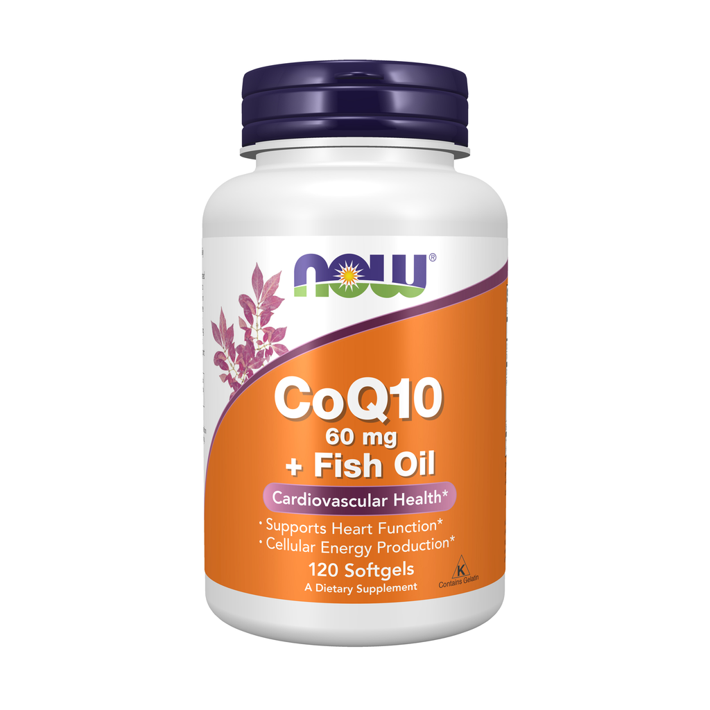 NOW Foods CoQ10 60 mg + Fish Oil – 120 Softgels / CoQ10 60 mg + olej rybi – 120 kapsułek miękkich