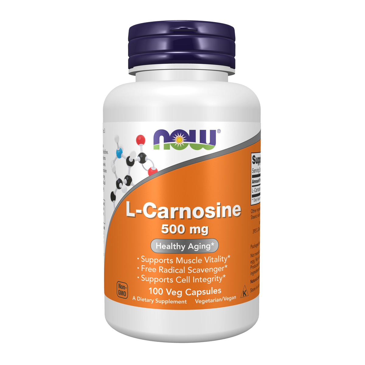 NOW Foods L-Carnosine 500 mg - 100 Veg Capsules / L-Carnosine 500 mg - 100 kapsułek roślinnych