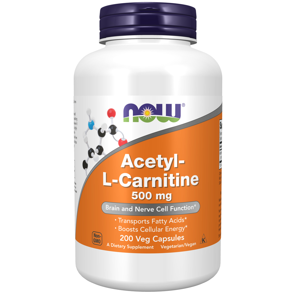 NOW Foods Acetyl-L-Carnitine 500 mg - 200 Veg Capsules / acetylo-L-karnityna 500 mg - 200 kapsułek roślinnych