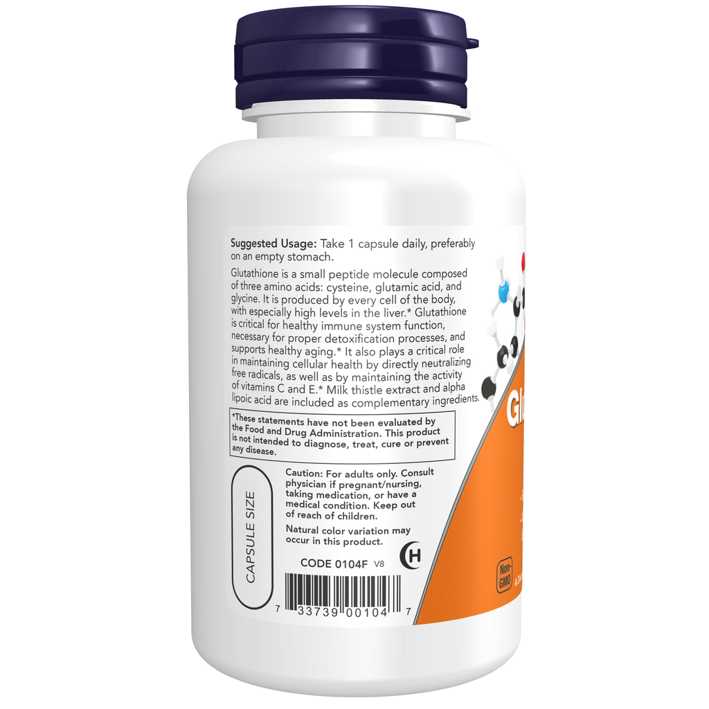 NOW Foods Glutathione 500 mg - 60 Veg Capsules – Label details / Etykieta producenta