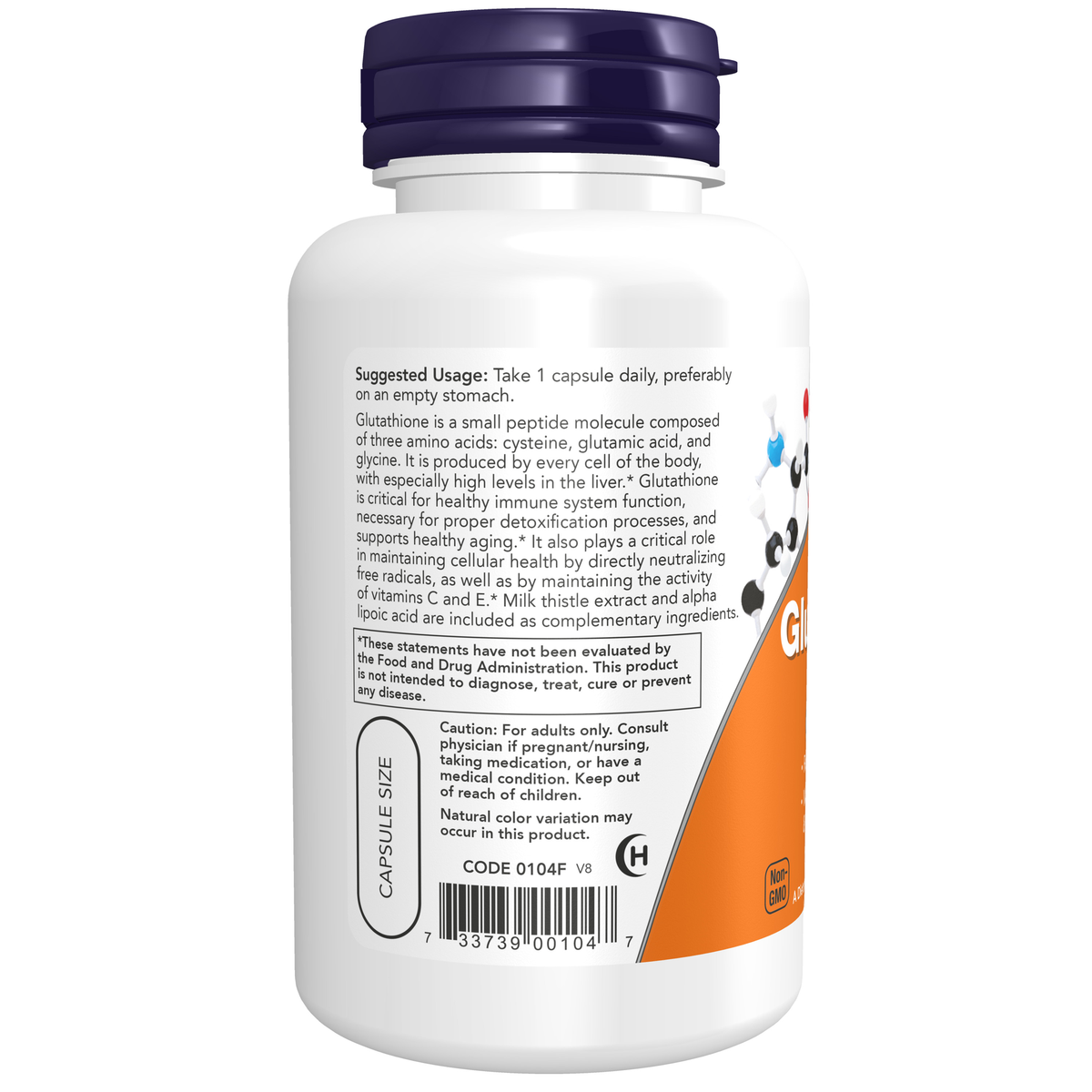 NOW Foods Glutathione 500 mg - 60 Veg Capsules – Label details / Etykieta producenta