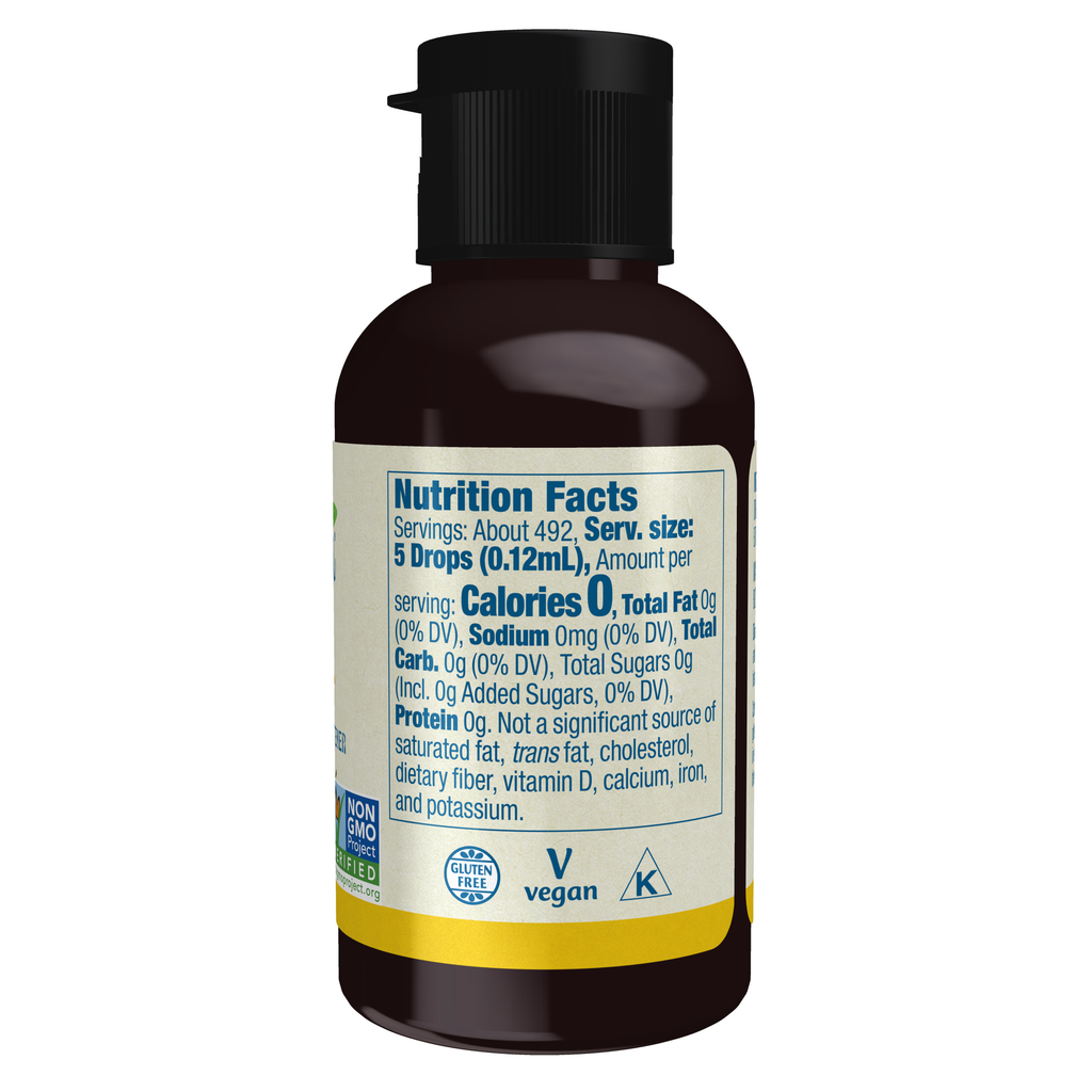 NOW Foods BetterStevia® Lemon Twist - 2 fl. oz. – Label details / Etykieta producenta