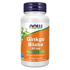 NOW Foods Ginkgo Biloba 60 mg - 60 Veg Capsules / miłorząb japoński 60 mg - 60 kapsułek roślinnych