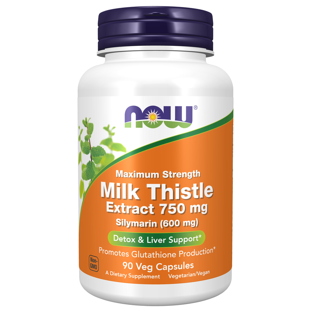 NOW Foods Milk Thistle Extract 750 mg Silymarin (600 mg), Maximum Strength - 90 Veg Capsules / ostropest plamisty ekstrakt 750 mg Silymarin (600 mg), maksymalna moc - 90 kapsułek roślinnych