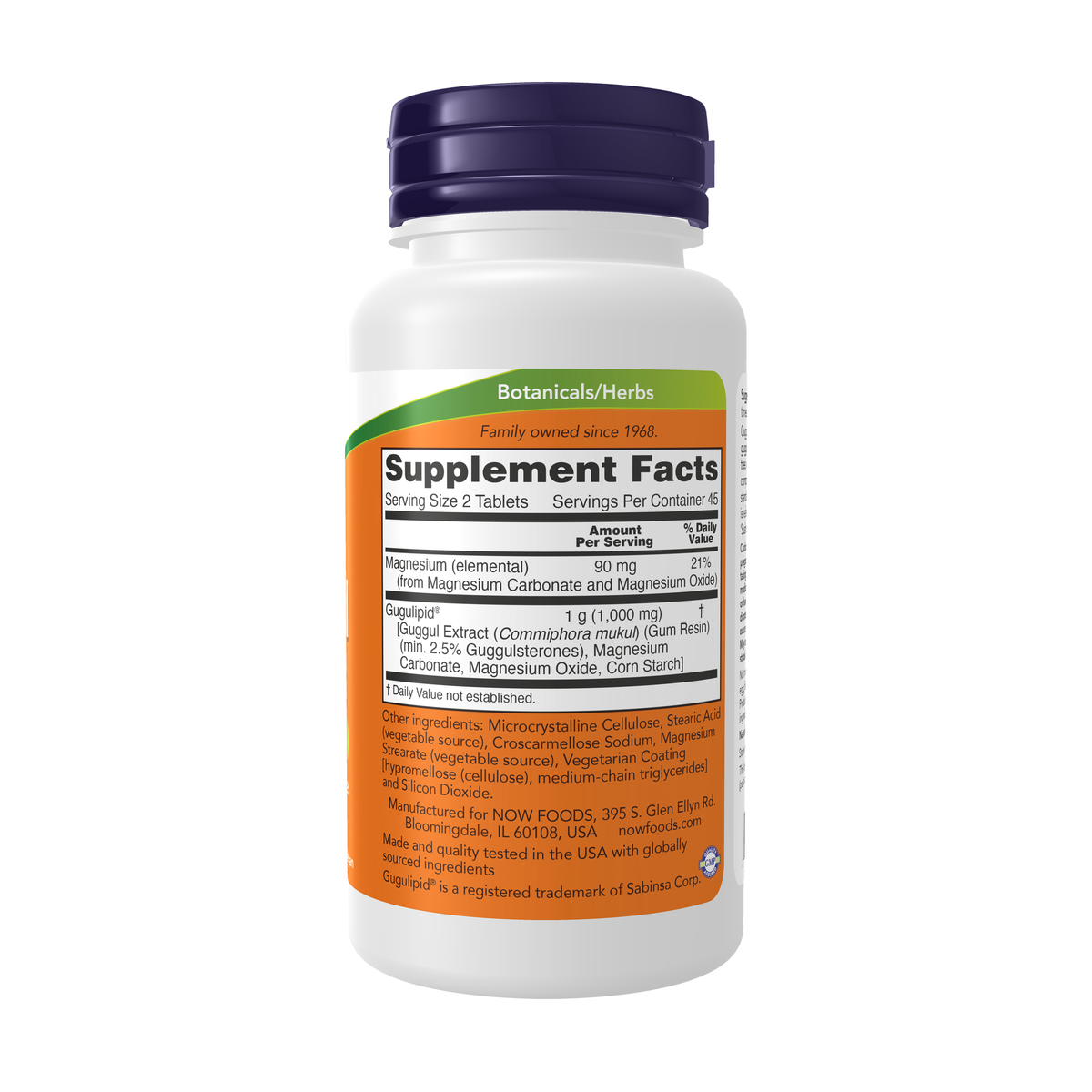 NOW Foods Guggul Extract - 90 Tablets – Right label / Etykieta producenta