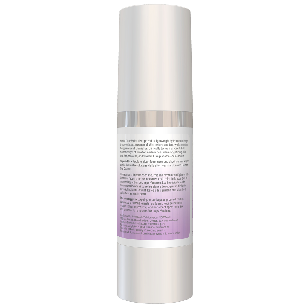 NOW Foods Blemish Clear Moisturizer - 2 fl. oz. – Right label / Etykieta producenta