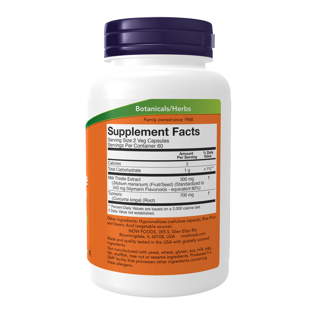 NOW Foods Milk Thistle Extract 150 mg Silymarin (120 mg) - 120 Veg Capsules – Right label / Etykieta producenta