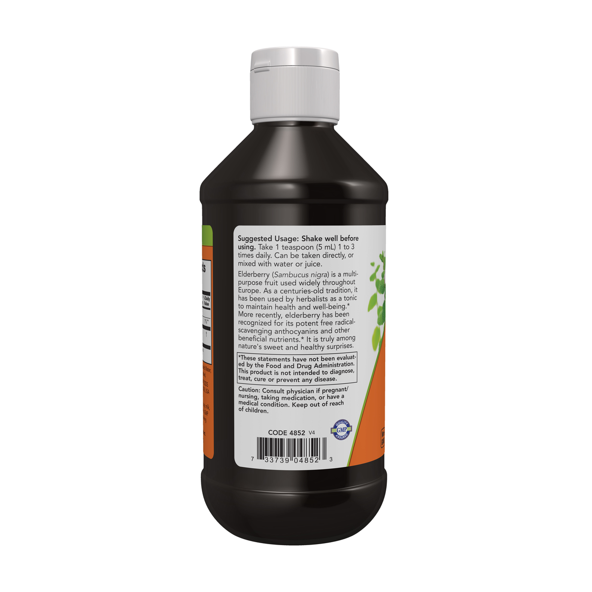 NOW Foods Elderberry Liquid - 8 fl. oz. – Left label / Etykieta producenta