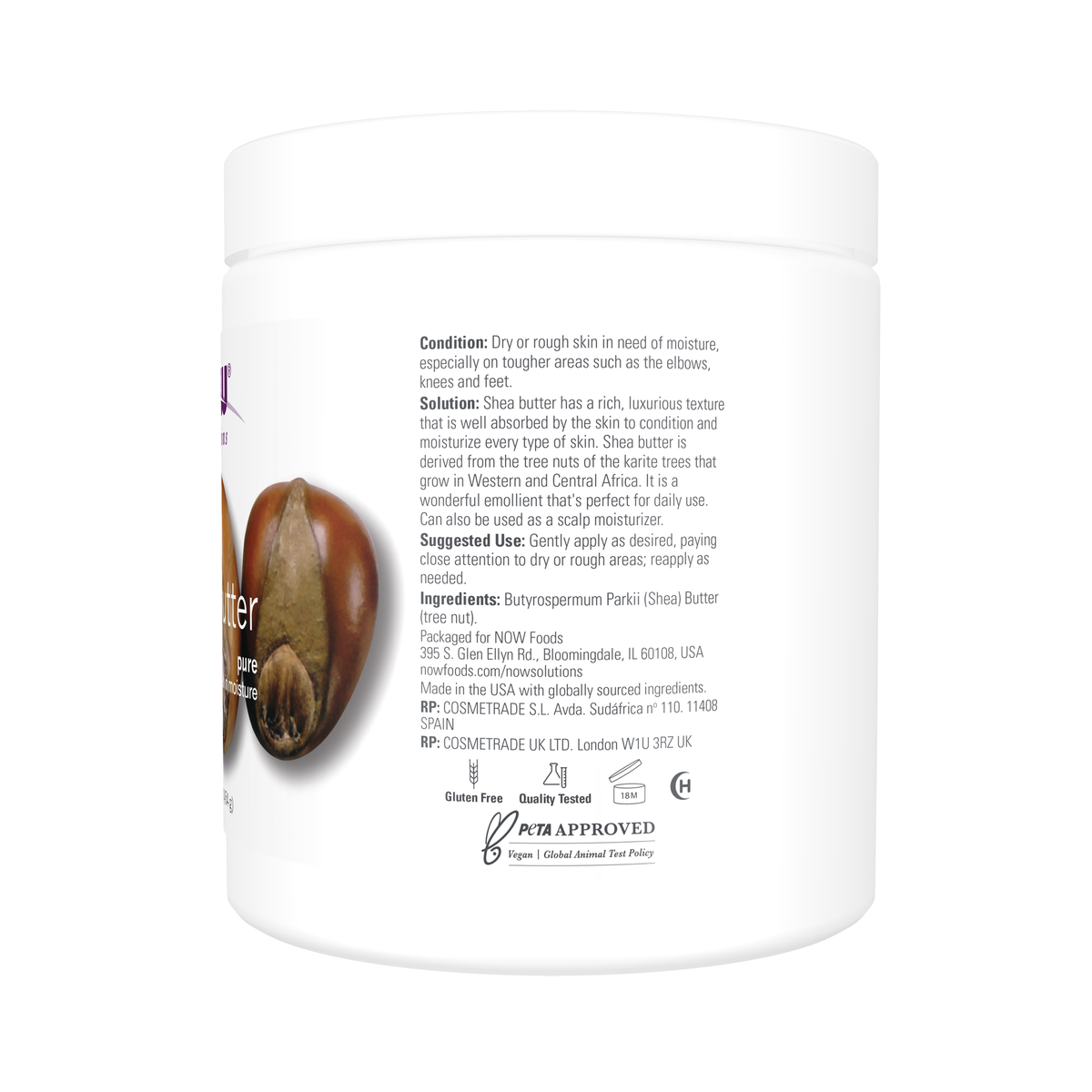 NOW Foods Shea Butter 16 oz. – Right label / Etykieta producenta