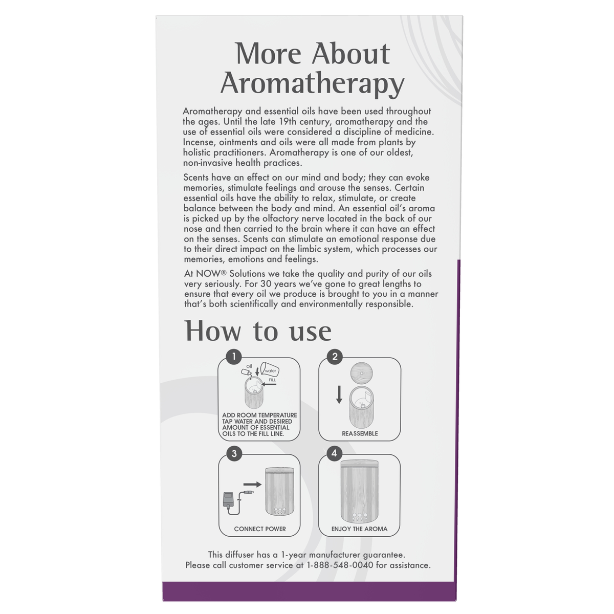 NOW Foods Ultrasonic Real Bamboo Essential Oil Diffuser – Label details / Etykieta producenta