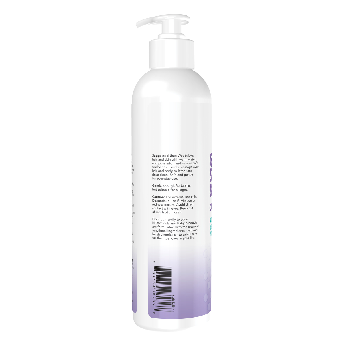 NOW Foods Gentle Baby Shampoo & Wash, Calming Lavender - 8 fl. oz. – Label details / Etykieta producenta